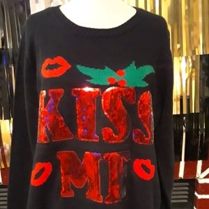 2 for $35 - Derek Heart Kiss Me Mistletoe Ugly Christmas Sweater